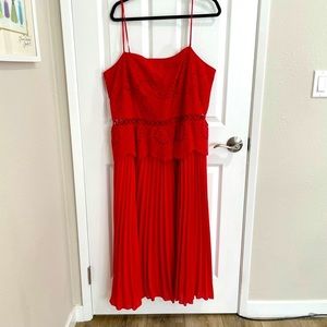ASOS - Red Dress with Pleats - Size 16